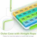 BUG HULL Monthly Pill Organizer, Moisture-Proof Large 28 Days Pill Box with Removable 4 Weeks Pill Case Rows, Medicine Pills Organizers, Travel Pill Organizer with One Month Pill Container-Light Black