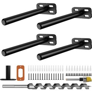 4pcs Wall Shelf Brackets Heavy Duty Floating Shelf Bracket Hidden,Invisible Black Shelving Brackets Decorative Floating Shelf Hardware Heavy Duty,Metal Shelf Support Bracket(6"-4pcs)