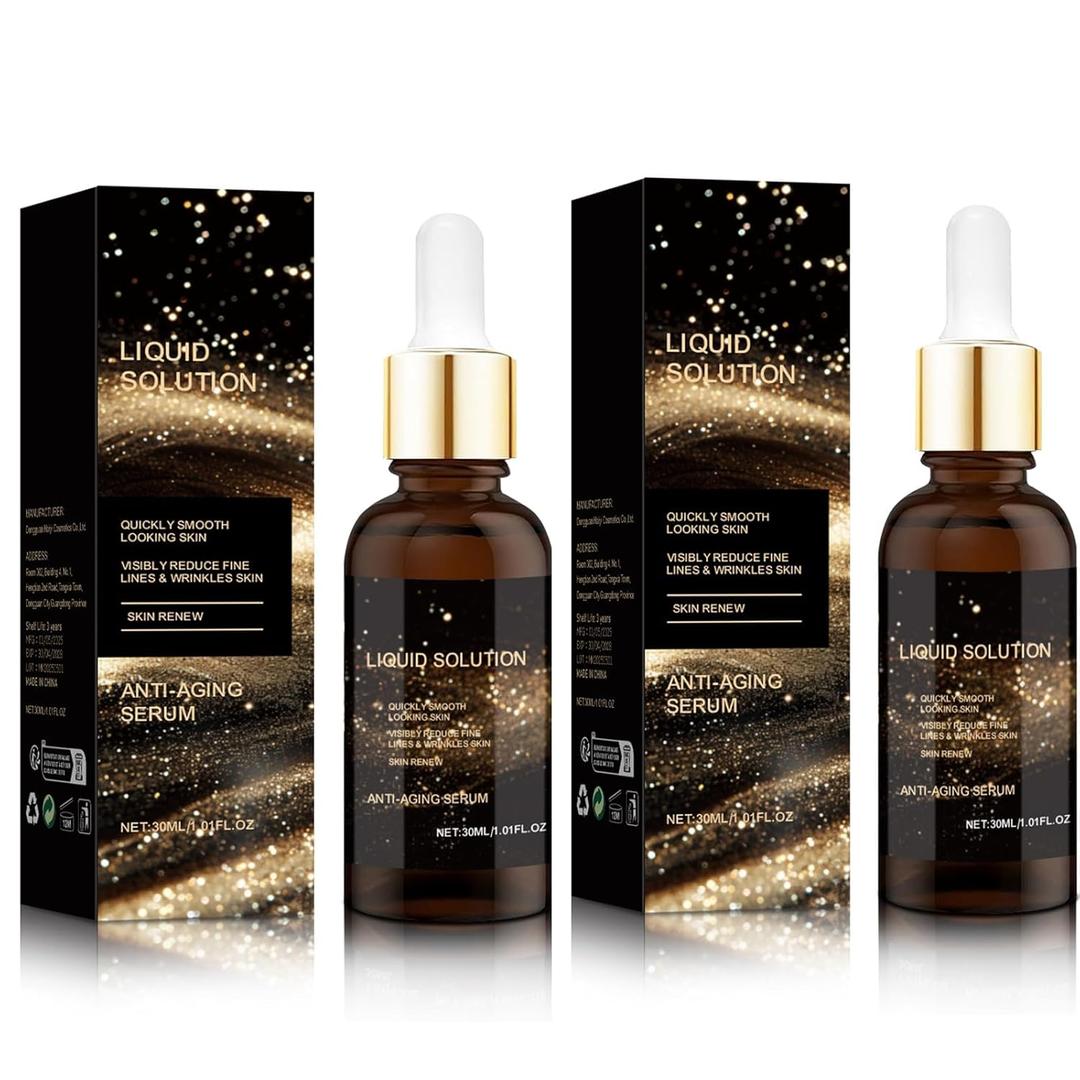 Olavita Liquid Solution Anti Aging SerumOlavita Face Serum,Intensely firms skin,Smooths Fine Lines and Hydrates, For Women with Mature and Daily Skincare (2pcs) (Black)
