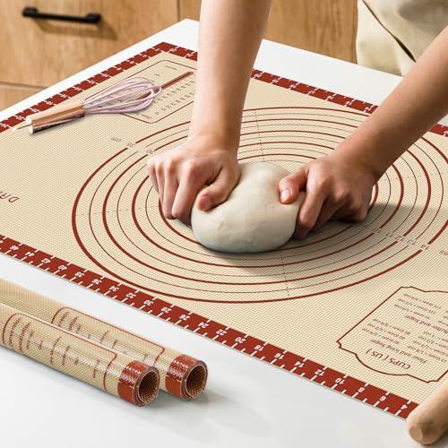 26x16 Inch Extra Thick Silicone Baking Mat with Measurements, Non-slip and Reusable - For Cookies, Bread, Pastry