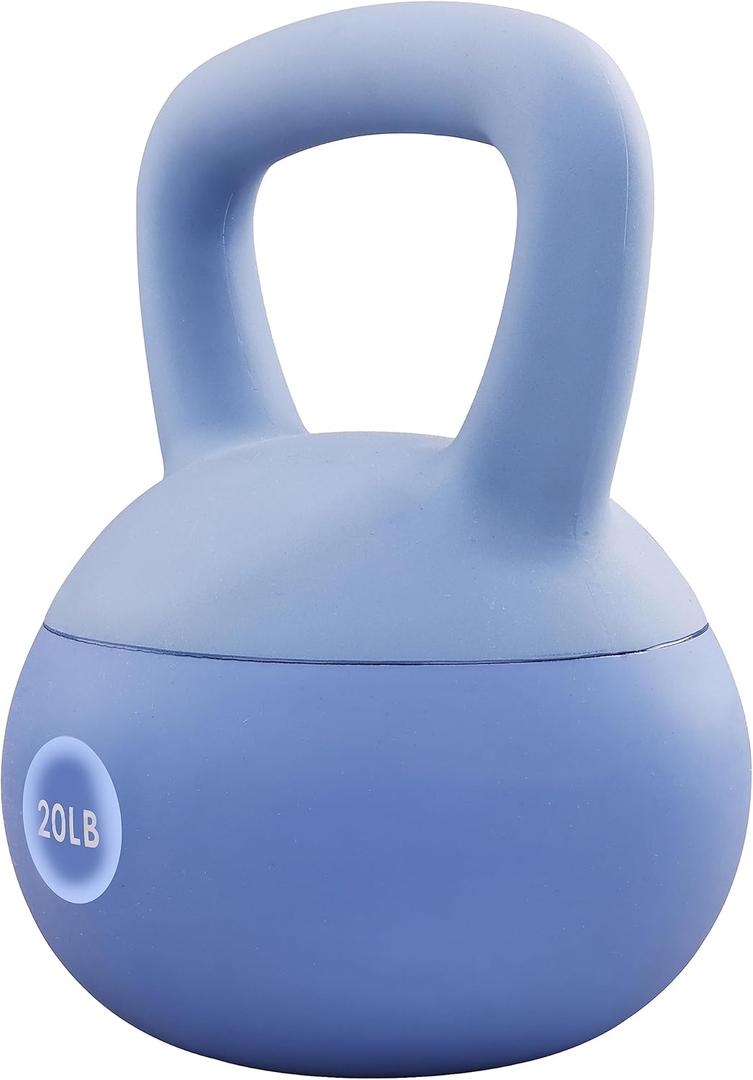 Fitvids Soft Kettlebells - Sea and Iron Sand Filled Weights for Women and Men - Color Coded Soft Vinyl Kettlebells, 20LB