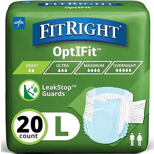 FitRight Extra+ Adult Diapers, Disposable Incontinence Briefs, Leak-Proof Diaper, Absorbent Briefs for Men and Women, Maximum Protection, L, 60 70 in, 20 Briefs per Bag