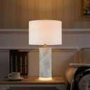 Kyrid Farmhouse Table Lamps Set of 2 23.25 Rustic Gray Bedside Lamps, Living Room Bedroom Dcor(Bulbs Included)