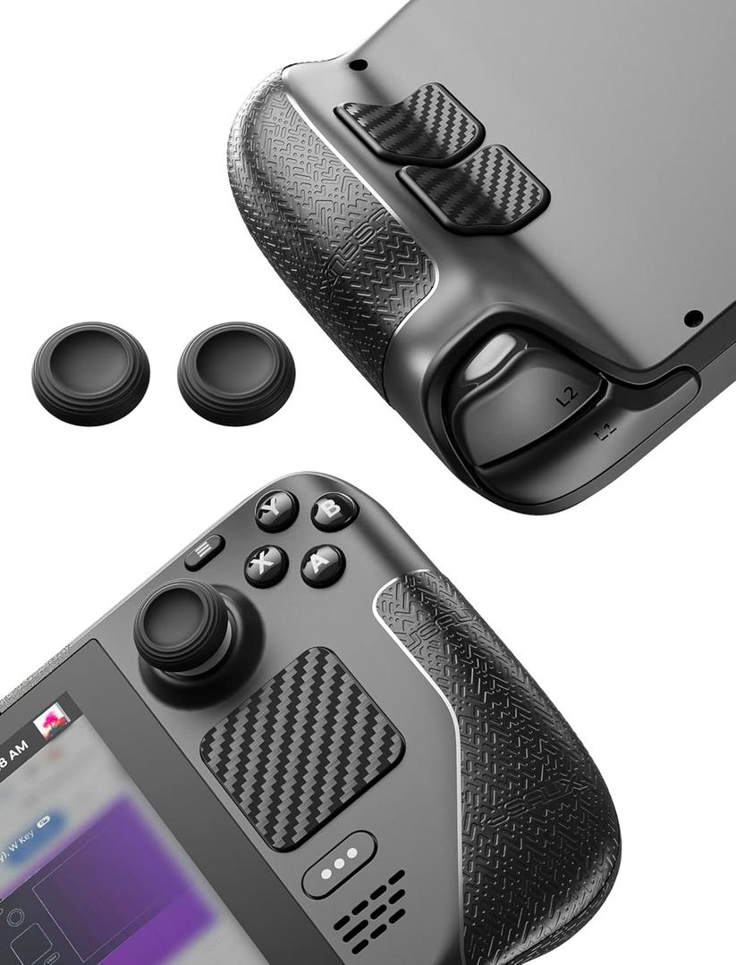 JSAUX Skin Stickers Set for Steam Deck/Steam Deck OLED, Anti-Slip Grip Stickers, Touchpad Protector, Steam Deck Thumb Grip Caps, Touch Front & Back Protector Set