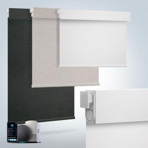 Motorized Blinds for Windows - Hapadif Roller Window Shades with Remote, No-Drill Installation, Cordless Automatic Blinds, Blackout Electric Blinds, Adjustable Height, Easy to Use (White, 34.5 x 72) (34.5"W x 72"L)