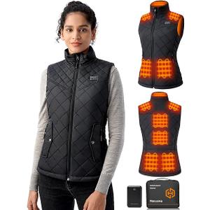 Quilted Heated Vest Women with Battery Pack 16000mAh 7.4V, Warming Heated Vest for Women, Smart Women's Heating Vests, Size S