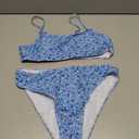 SOLY HUX Women's 2 Piece Bathing Suit Floral Print High Waisted Scoop Neck Cute Bikini Set Beachwear Blue Floral Large