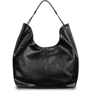 Women's Handbag Trendy PU Leather Hobo Purses Shoulder Crossbody Bag Minimalist (All Black)