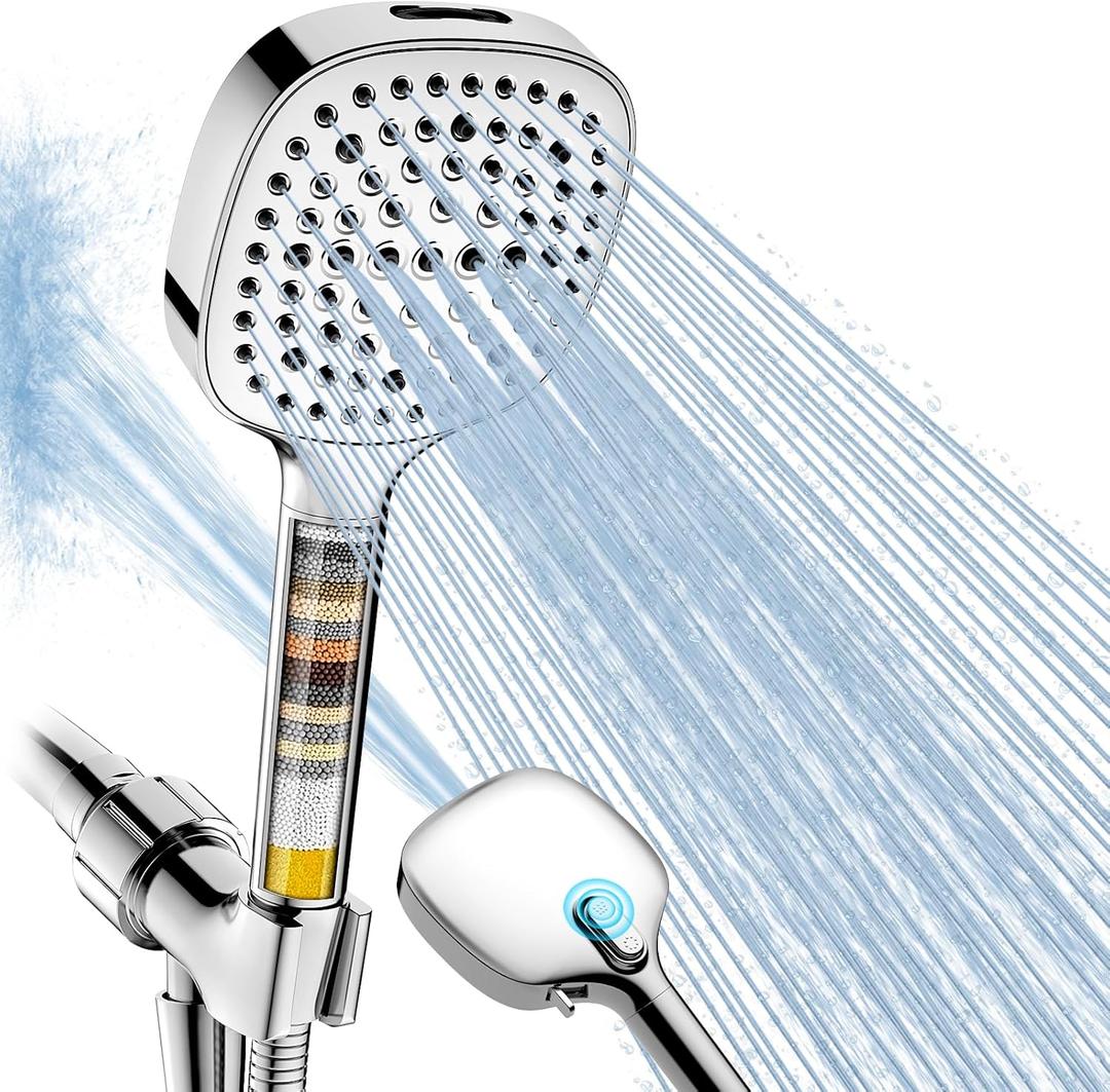 Filtered Shower Head with Handheld, High Pressure 7 Spray Showerhead with Filters, Detachable Shower Heads, Water Softener Filters for Hard Water - Remove Chlorine