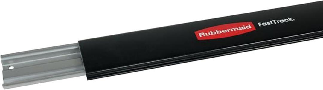 Rubbermaid FastTrack Wall Mounted Storage and Organization System Rail 48" Holds up to 1750 pounds Black Home/Garage Organization for Yard Tools/Sports Equipment/Ladders