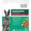 Wonder Bound Chicken Flavor Dental Sticks for Small/Medium Dogs (15-40 lbs), 6-Ridge Shape for Plaque & Tartar Control, Freshens Breath, Made With Real Chicken, 45 Count