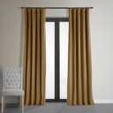 HPD Half Price Drapes Signature Velvet Thermal Blackout Curtains for Living Room 96 Inch Long (1 Panel) Rod Pocket Insulated Blackout Curtains for Bedroom Window Curtains, 50W x 96L, Amber Gold