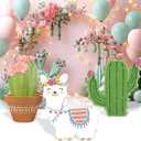 3 Pcs Large Cinco De Mayo Decorations Mexican Cardboard Cutouts Stand up Cactus Llama for Fiesta Cinco De Mayo Mexican Party Decorations Baby Shower Home Outdoor Birthday Photo Props Supply