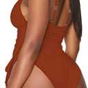 Viottiset Women's Ruched High Cut One Piece Swimsuit Tummy Control Bathing Suit Monokini (Red, L)