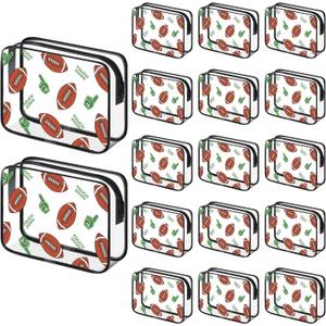24 Packs Football Team Gifts Clear Makeup Bags Bulk Sports Goodie Snack Bags with Zipper Waterproof PVC Cosmetic Pouches Travel Toiletry Organizers for Team Sport Birthday Party Favors