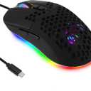 HXMJ Wired USB C Gaming Mice,Lightweight Honeycomb,7200DPI,Corded Mouse with RGB Backlit for Apple MacBook,Tablets,Computer or Laptops with Type C Port