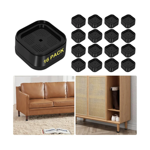 16 Pack Furniture Risers Adjustable Bed Risers 1 Inch Heavy Duty for Couch Desk Leg Chair Sofa Cabinet Bed Leg Risers,Square Stackable Bed Risers Lift Height 1, 2 or 3 Inch, Black