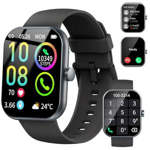 Smart Watch (Answer/Make Calls), 1.96"HD Smartwatch for Men Women 113+ Sport Modes, Activity Tracker with Heart Rate Monitor, Sleep Trackers, Pedometer, IP68 Waterproof Fitness Watch for Android Ios