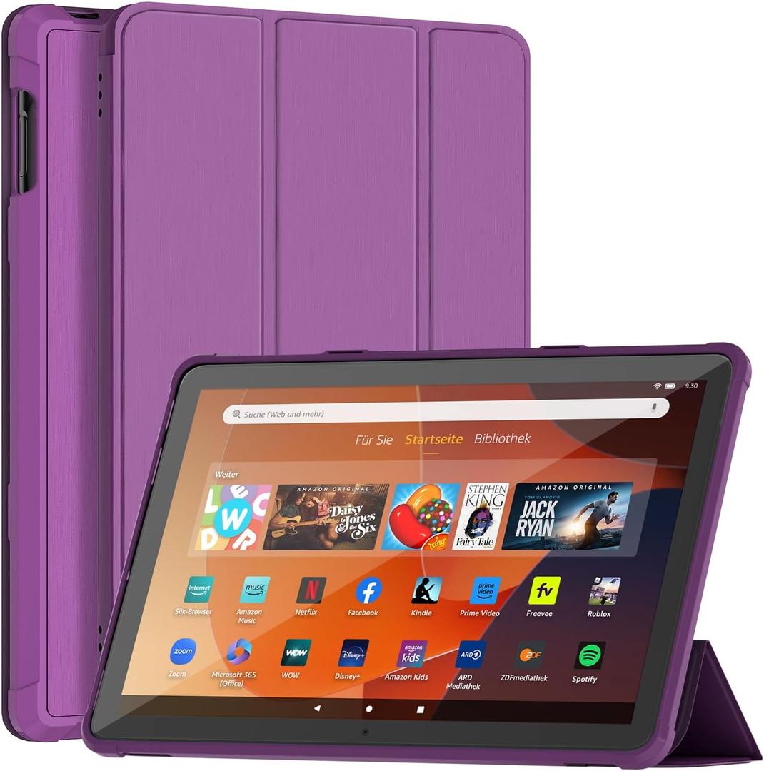 Tri-fold PU Leather and Clear PC Back Cover with Auto Wake/Sleep Shockproof Case, Incompatible with Sony Nokia-Purple