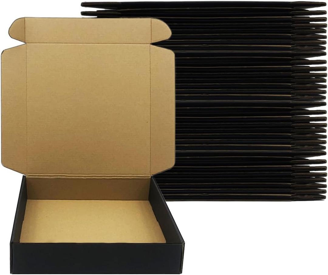 24 Pack 10 x 10x 2 Inches Shipping BoxesBlack 3 Layers Corrugated Cardboard Box, Mailer Boxes for Packaging Small Business Mailing Gifts Digest Giving Products Wrap Boxes (10''x10''x2'')