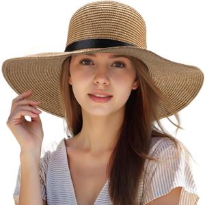 Tightly Woven to Ensure Durability Straw Hat Lightweight and Flexible; Beach Sun Hat (Beige), One Size