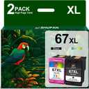 67XL Ink Cartridges Black/Color Combo Pack Replacement for HP 67 XL 67 Ink Work for Envy 6000 6055 6055e 6400e 6455e 6458e Envy Pro 6455 6458 (Black and Color)