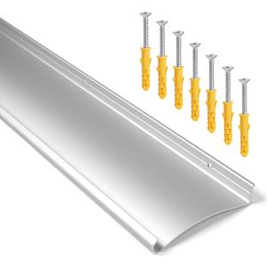 4.3" W 52" L Extra-Wide Heavy-Duty Door Rain Drip Guard Cap, Aluminum Rain Deflector for Windows Doors Guard, Stops Rain Moisture Damage for Home, Storefront, RV (52" L, Silver, Rolled Egde)