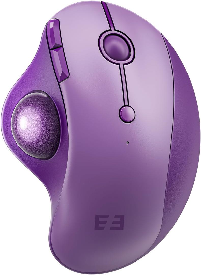 seenda Wireless Trackball Mouse, Ergonomic Bluetooth Rollerball Mouse Rechargeable, 3 Device Connection Optical Mice Adjustable DPI Thumb Control Mice Compatible for PC/Laptop/Windows/Mac - Purple