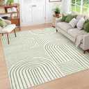Lahome Abstract Washable Area Rug 5x7, Soft Bedroom Rug Ultra-Thin Non Slip Green Rugs for Living Room, Modern Accent Rug Large Carpet for Dining Room Office Darrell (5'x7',Green)