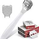 52 Pieces Callus Shaver Set, 50 Replacement Slices Blades 1 Stainless Steel Callus Shaver and 1 Foot File Head Foot Care Tools Hard Dry Skin Remover for Hand Feet