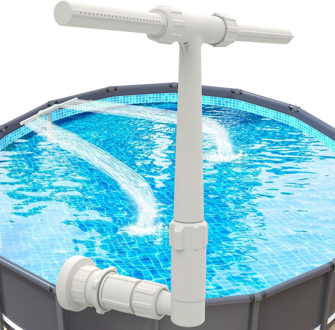 Pool Fountain for Above and In-Ground Pools, Dual Spray Waterfall Sprinkler Fountain, Above Ground Pool Accessories, Adjustable Waterfall Cooling and Relaxation (Gray)