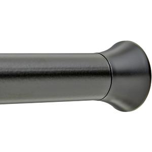 Amazon Basics Adjustable Sturdy Spring Tension Curtain Rod, No Drilling/No Holes, 36-54", Black, Classic Finial
