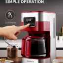 SHARDOR 10-Cup Programmable Coffee Maker, Regular & Strong Brew Drip Coffee Machine for Home and Office, Auto Shut Off, Permanent Filter (red)