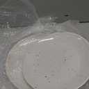 Roro Handmade Glossy White Speckled 10.5 In Dinner Plates - Set of 2, Artisanal tableware for entree