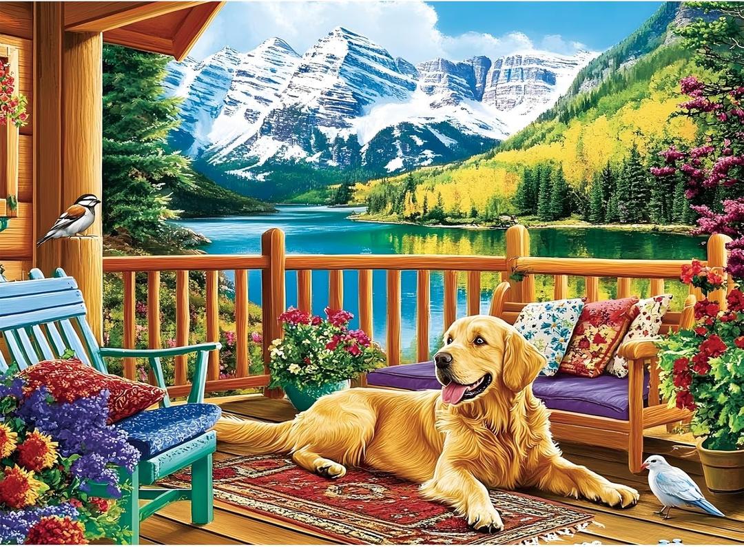 Puzzles for Adults 500 Pieces, Jigsaw Puzzles 500 Pieces Dog Mountain Jigsaw Puzzle Adult Puzzles Recycled Cardboard Puzzle Game Activity Nights Birthday Gift Toy 20.5x15 inch
