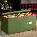 ZOBER Large Christmas Ornament Storage Box - Stores 54 4" Large Ornaments, With Dividers - Ornament Organizer Storage Box, Durable Christmas Containers Holder, Dual Zipper - Green