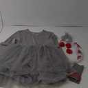 Halloween Clown Costume for Women Tutu Skirt Ruffle Collar Stripes Thin Tube Socks Faux Rabbit Fur Balls Red Latex Balloons 
(Grey, X-Large)