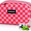 Cerbonny Small Cooler Bag Freezable Lunch Bag for Work School Travel, Leak-proof, Insulated, Waterproof, Portable, Pink Checkerboard