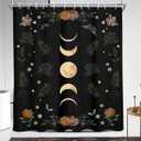 Coxila Moon Phase Shower Curtain Moonlit Goth Gothic Witchy Witch Celestial with Butterfly Floral Leaves Mysticism 72x84 Inch Polyester Fabric 12 Pack Hooks