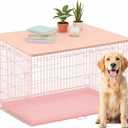 Maxdot Dog Crate Topper Wood Countertop for 24 Inch Dog Cage, Pink Crate Topper Collapsible Durable Decorative Pet Kennel Top for Pet Cage