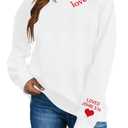 MOUSYA Valentines Day Sweatshirt Women Love Heart Graphic Shirts Christian Pullover Long Sleeve Tops White (White, L)