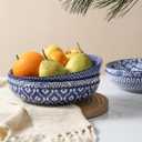 Selamica Porcelain 26 Ounce Pasta Bowls Set of 6, 8 inch Wide and Shallow Salad Bowls, Serving Bowls, Microwave & Dishwasher Safe, Sturdy & Stackable, Vintage Blue