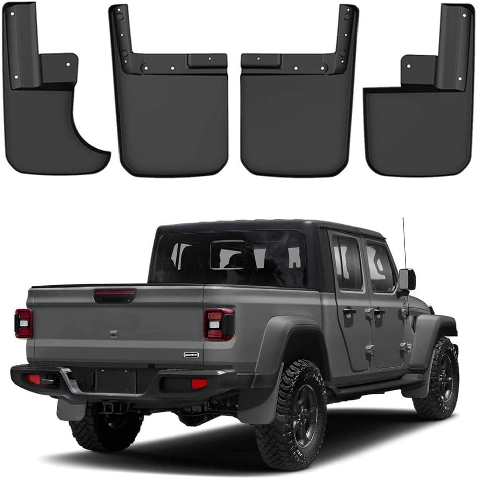 Mud Flaps for Jeep Gladiator JT 2019 2020 2021 2022 Guard Fender Front Rear Wheel Mudguard Carbon Fiber ABS No Drilling Required (Overland, North Edition)(Will Not Fit Rubicon) 4Piece/Set