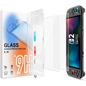 2 x for Switch 2 Screen Protector - Shatterproof Tempered Glass with Auto-Dust Removal, Zero Bubbles Auto-Alignment, Anti-Scratch Glass Film for Switch 2 (2025) Accessories, 2 PCS
