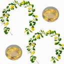 2Pcs Artificial Lemon Garland Spring Summer Greenery Vine Garlands with Lemons Dense Flowers Fairy Light Battery Powered for Door Wall Mantle Wedding Party Table Christmas Decorations
