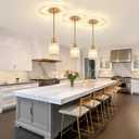 2 Pack Brushed Gold Pendant Lights Kitchen Island, Modern Crystal Kitchen Pendant Lighting Over Island Dining Room Light Fixtures Adjustable Hanging Pendant Light for Bathroom Hallway Foyer Bedroom