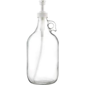 kitchentoolz Half Gallon Glass Laundry Detergent Dispenser- Large Jug with Pump for Liquid Laundry Soap Dispenser, Fabric Softener, Syrup Pump - 64 oz - Made in USA