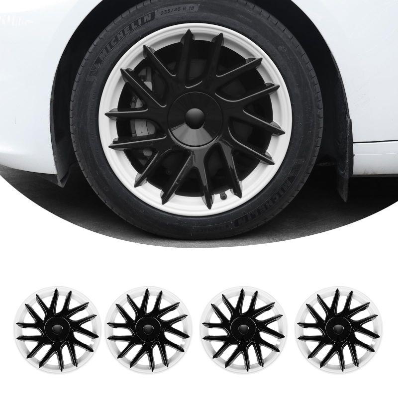 Motrobe 2024 2025 Tesla Model 3 Wheel Cover 18 Inch Hubcaps Wheel Hub Caps OEM Rim Protectors Cover Replacement Model 3 Exterior Accessories Highland Set of 4