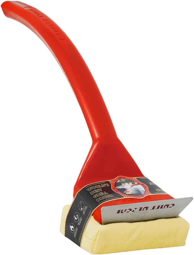 Grill Rescue Griddle Brush Bristle-Free, Heavy-Duty Griddle Cleaner for Flat Tops & BBQ Griddles | Heat Resistant, Safe for Nonstick Surfaces, Cast Iron & Stainless Steel (Griddle brush with scraper)