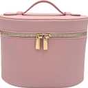 JAZD Vanity Case Makeup Bag with Removable Organizer Divider, Travel Toiletry Cosmetic Organizer for Women Pink